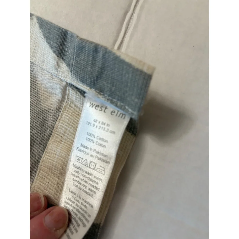 West Elm Gray White Geometric Cotton Curtain Panel (4)48 width Rod Pocket Modern